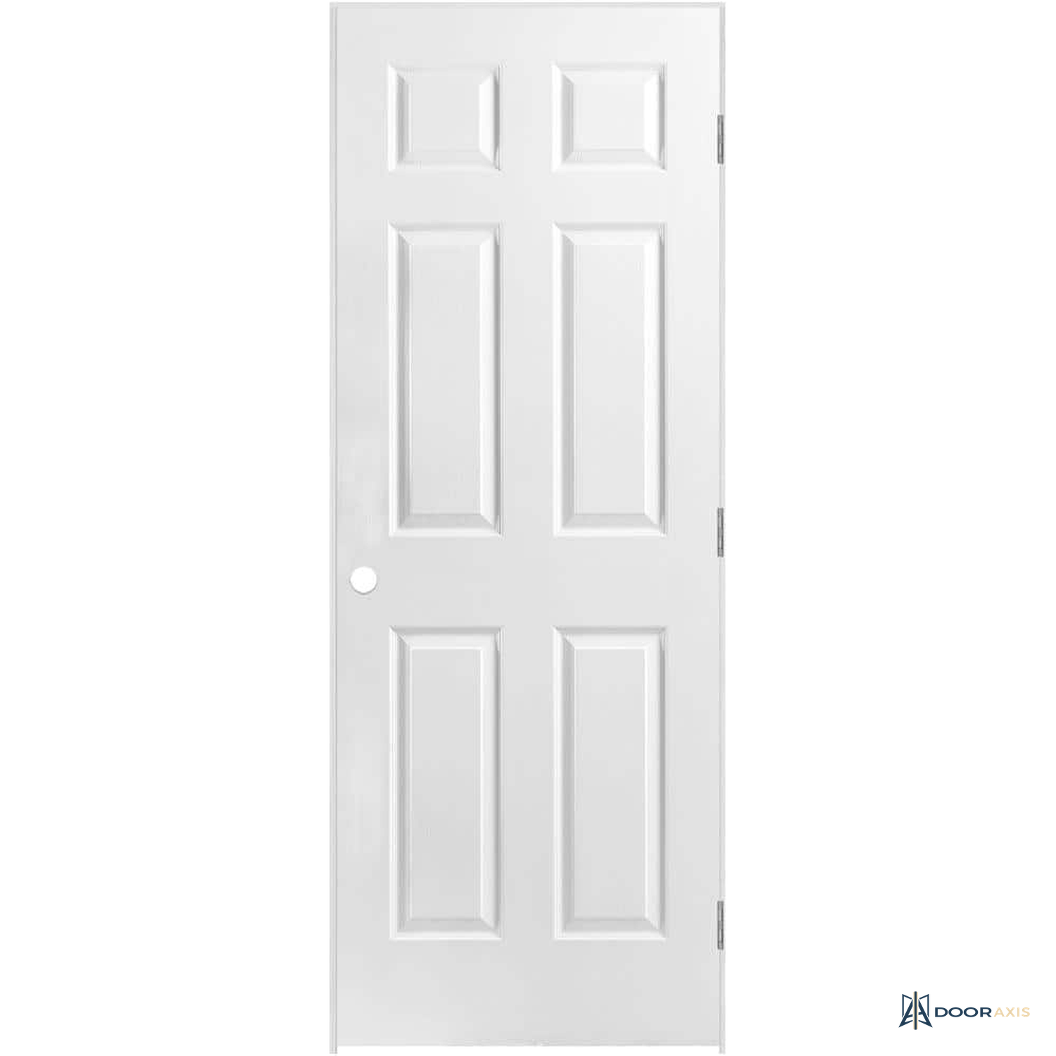 Door Axis 30 in x 80 in 6-Panel Textured Hollow Core Composite Prehung Interior Door, Primed White - front view