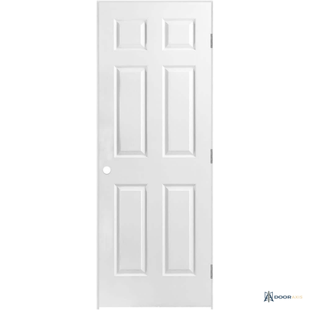 Door Axis 30 in x 80 in 6-Panel Textured Hollow Core Composite Prehung Interior Door, Primed White - front view