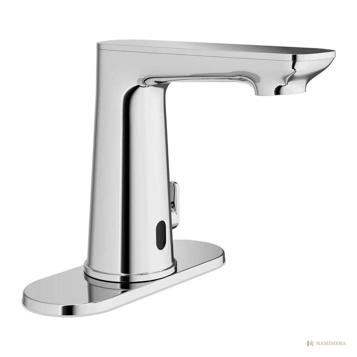 Namimera Battery Touchless Single-Hole Bathroom Faucet with Drain, 0.5 GPM, Polished Chrome - front view