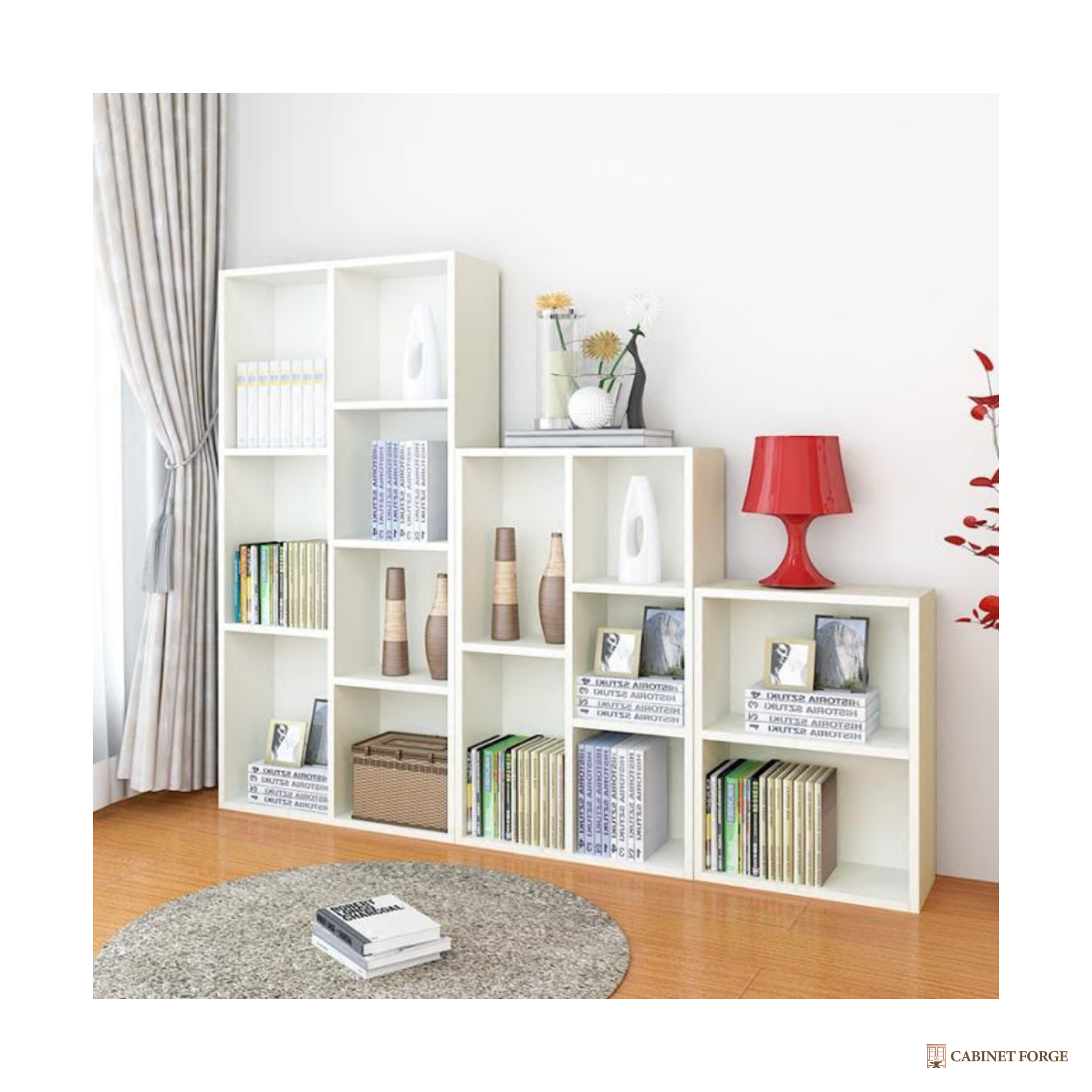 Cabinet Forge White Staircase Cube Bookcase - front view
