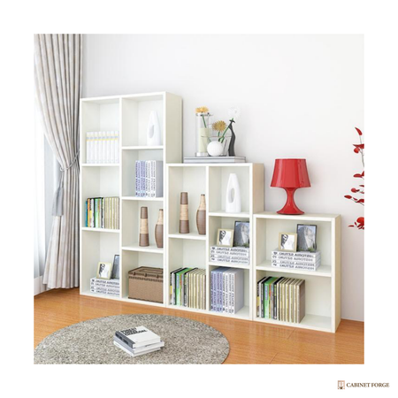 Cabinet Forge White Staircase Cube Bookcase - front view