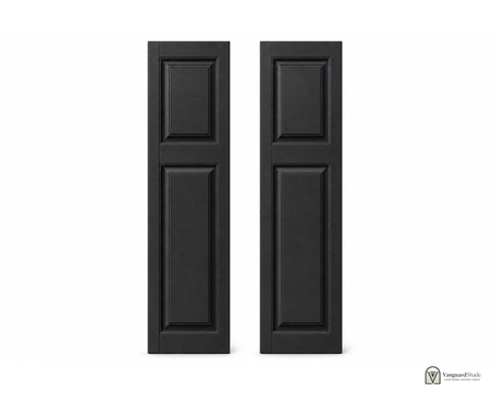 Vanguard Shade Raised Panel Vinyl Exterior Shutter Pair, Stock Heights - front view