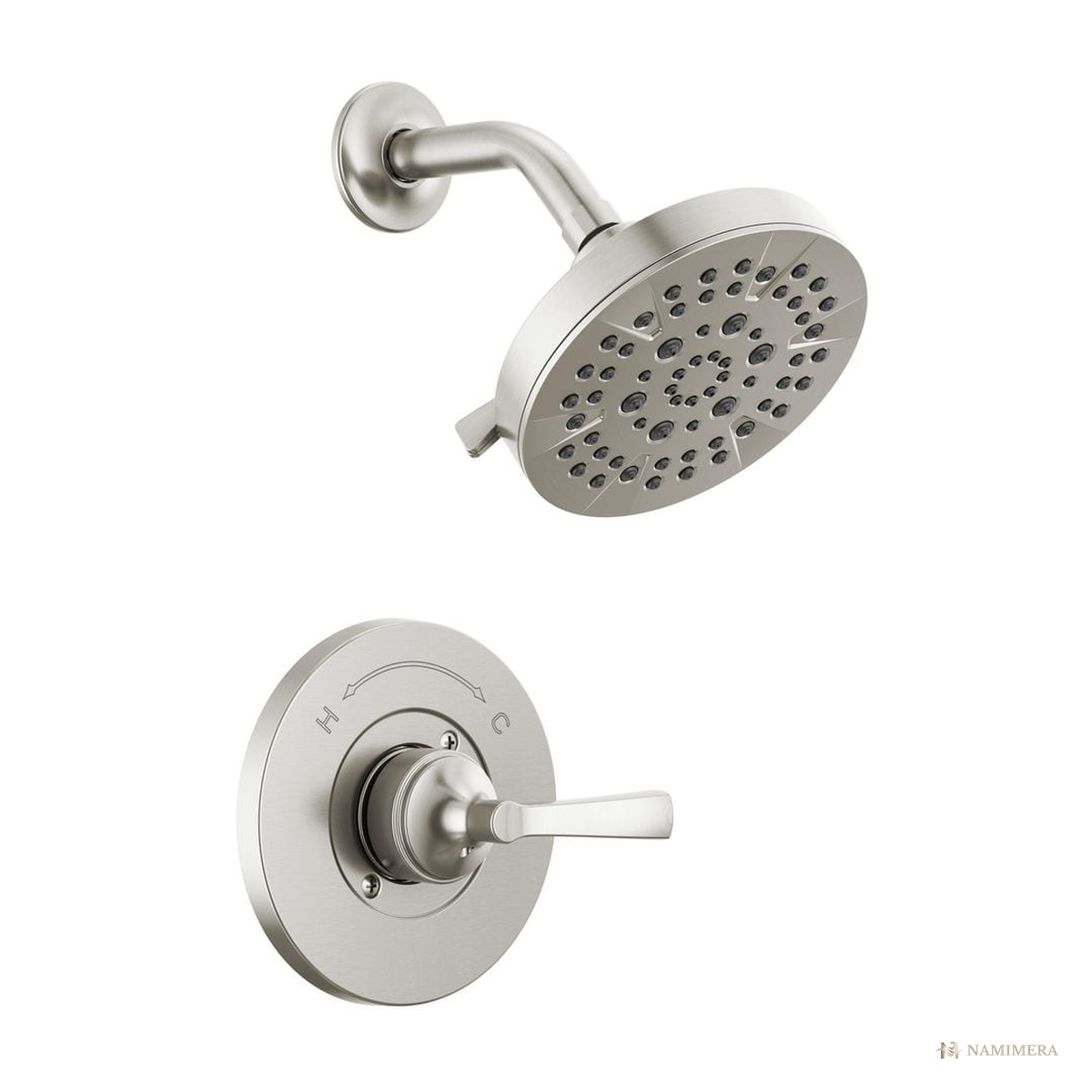 Namimera Single-Handle 5-Spray Shower Faucet with Pressure Balance Valve, 1.75 GPM, Brushed Nickel - front view