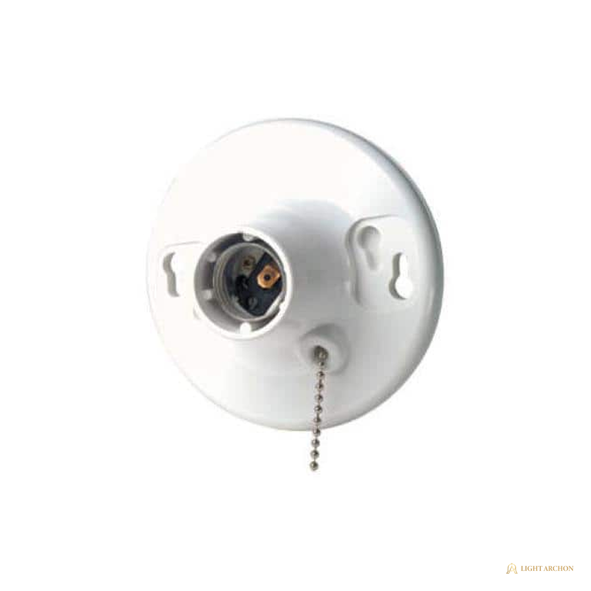 Light Archon Keystone Ceiling Lampholder, E26 Medium Base, White - angle view