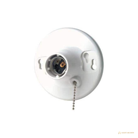 Light Archon Keystone Ceiling Lampholder, E26 Medium Base, White - angle view