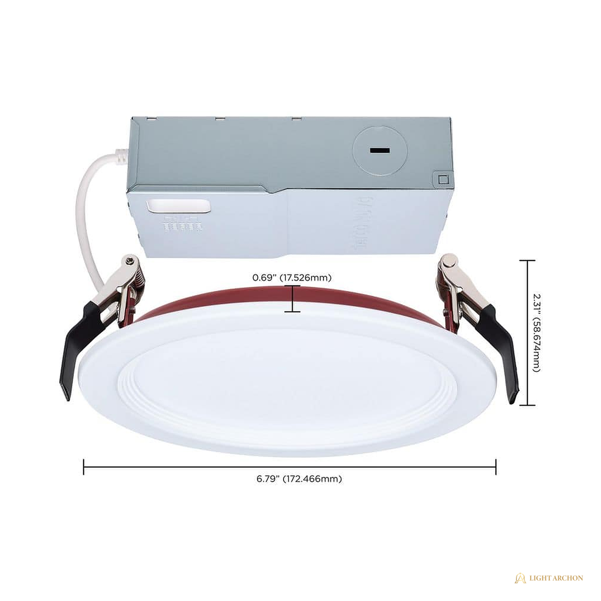 Light Archon Pyra Fire Rated Direct Wire LED Recessed Trim, Selectable CCT, 90 CRI - angle view