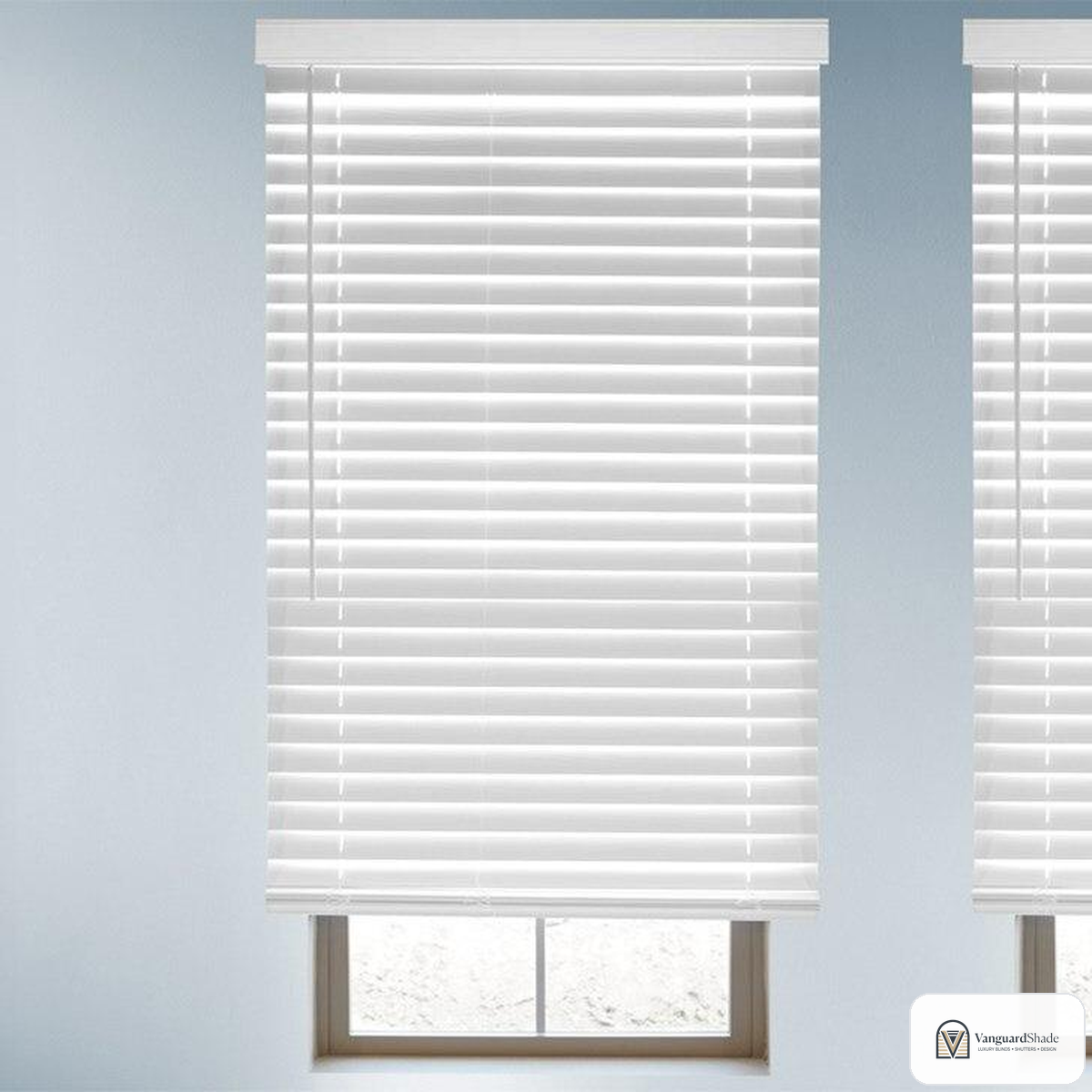 Vanguard Shade 2 in. Cordless Faux Wood Blind, Custom Cut Width - alternate view