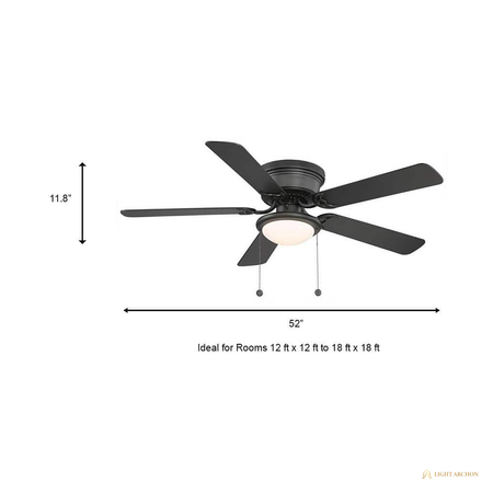Light Archon Umbra 52 in. Low-Profile Ceiling Fan with LED Light Kit, Black - angle view