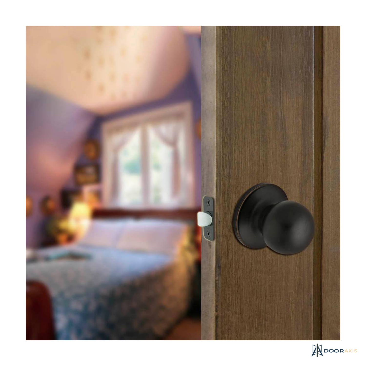 Door Axis Aged Bronze Ball Door Knob - angle view