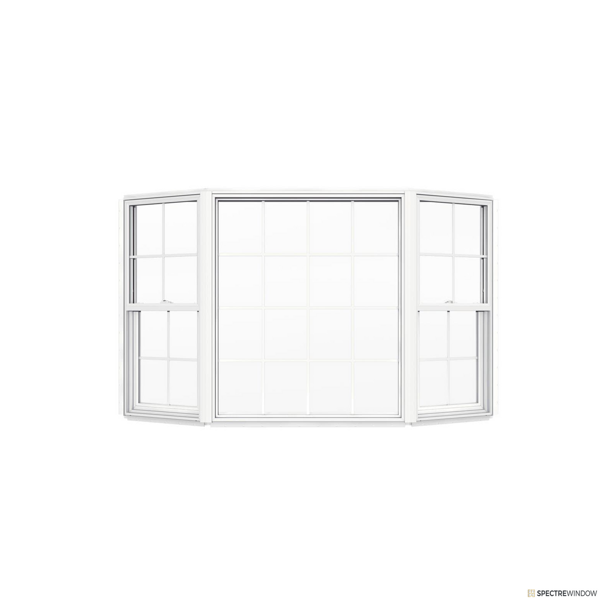 Spectre Window 81 in. x 50 in. Vinyl Bay Window with Single Hung Flankers and Low-E Glass - alternate view