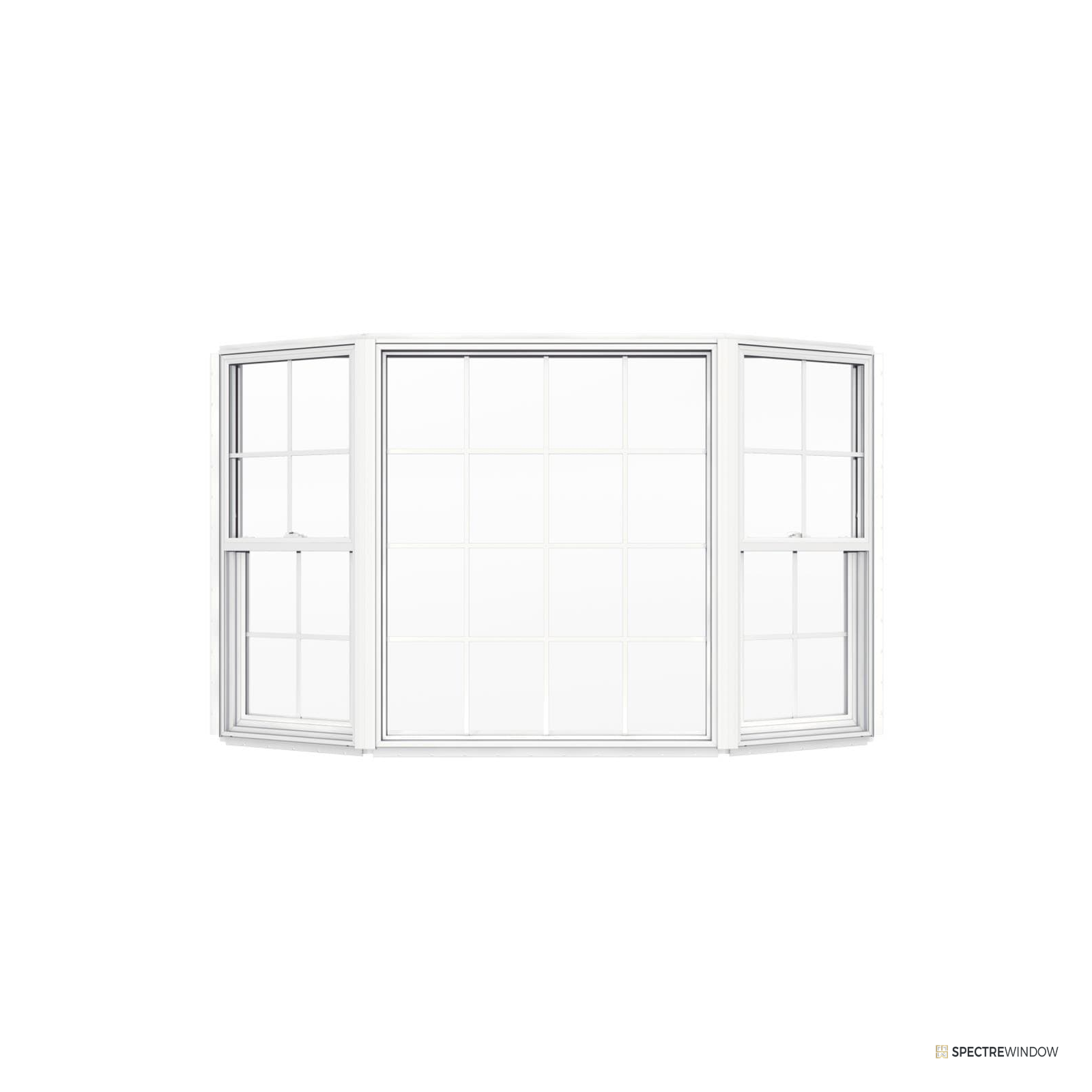 Spectre Window 81 in. x 50 in. Vinyl Bay Window with Single Hung Flankers and Low-E Glass - alternate view