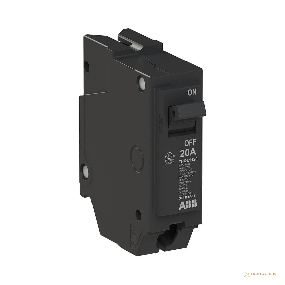 Light Archon Talos 20A Single-Pole Circuit Breaker - angle view