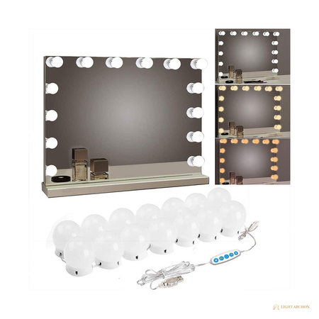 Light Archon Starlet 14-Light USB Mirror Light Kit with Dimming and 3 Light Modes, White - angle view
