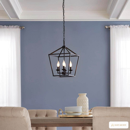Light Archon Croft 12 in. 4-Light Bronze Farmhouse Cage Chandelier - angle view