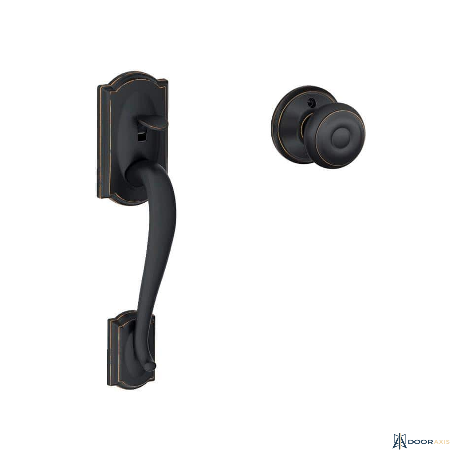 Door Axis Entry Grip Handleset with Interior Lever or Knob - angle view