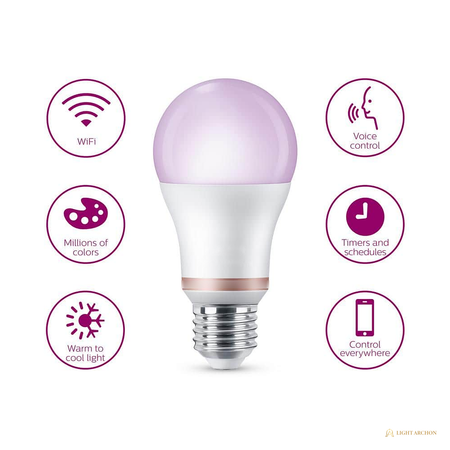 Light Archon Iris Smart Wi-Fi A19 LED Bulb, 60W Equivalent, Full Color and Tunable White - angle view