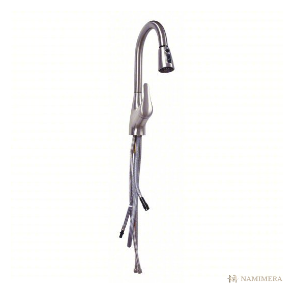 Namimera Single-Handle Pull-Down Kitchen Faucet with Deck Plate, 1.8 GPM, Brushed Nickel - alternate view