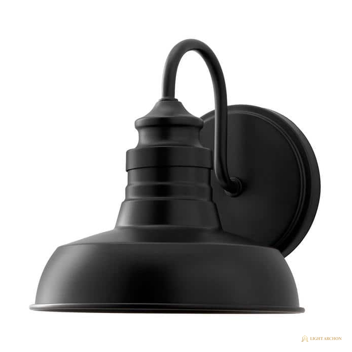 Light Archon Foundry 7.63 in. 1-Light Farmhouse Wall Sconce with Metal Shade, Matte Black - angle view