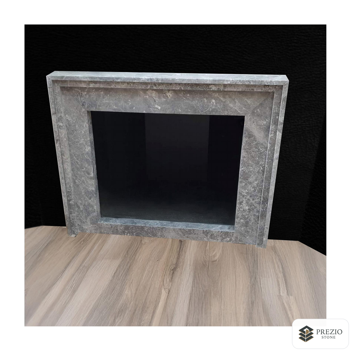 Prezio Stone Clara Carved Stone Fireplace Mantel in Elegant Grey - alternate view