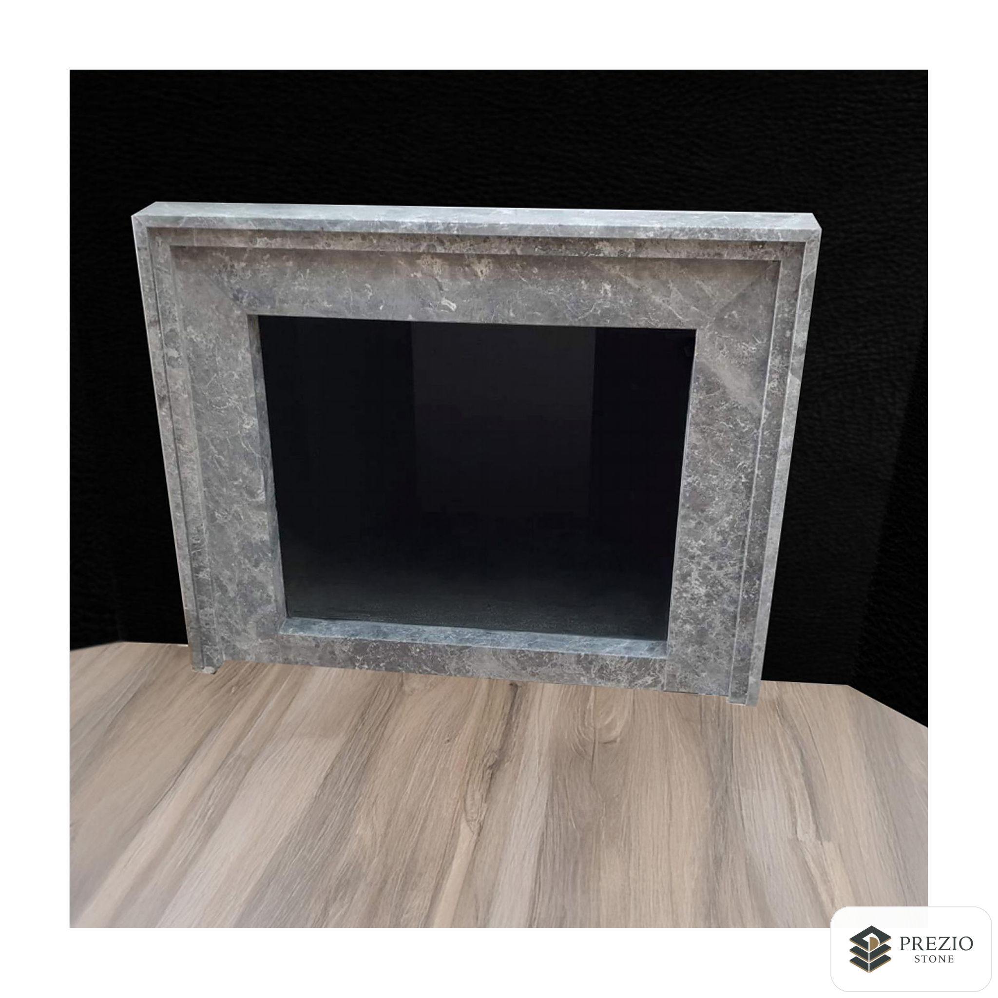 Prezio Stone Clara Carved Stone Fireplace Mantel in Elegant Grey - alternate view
