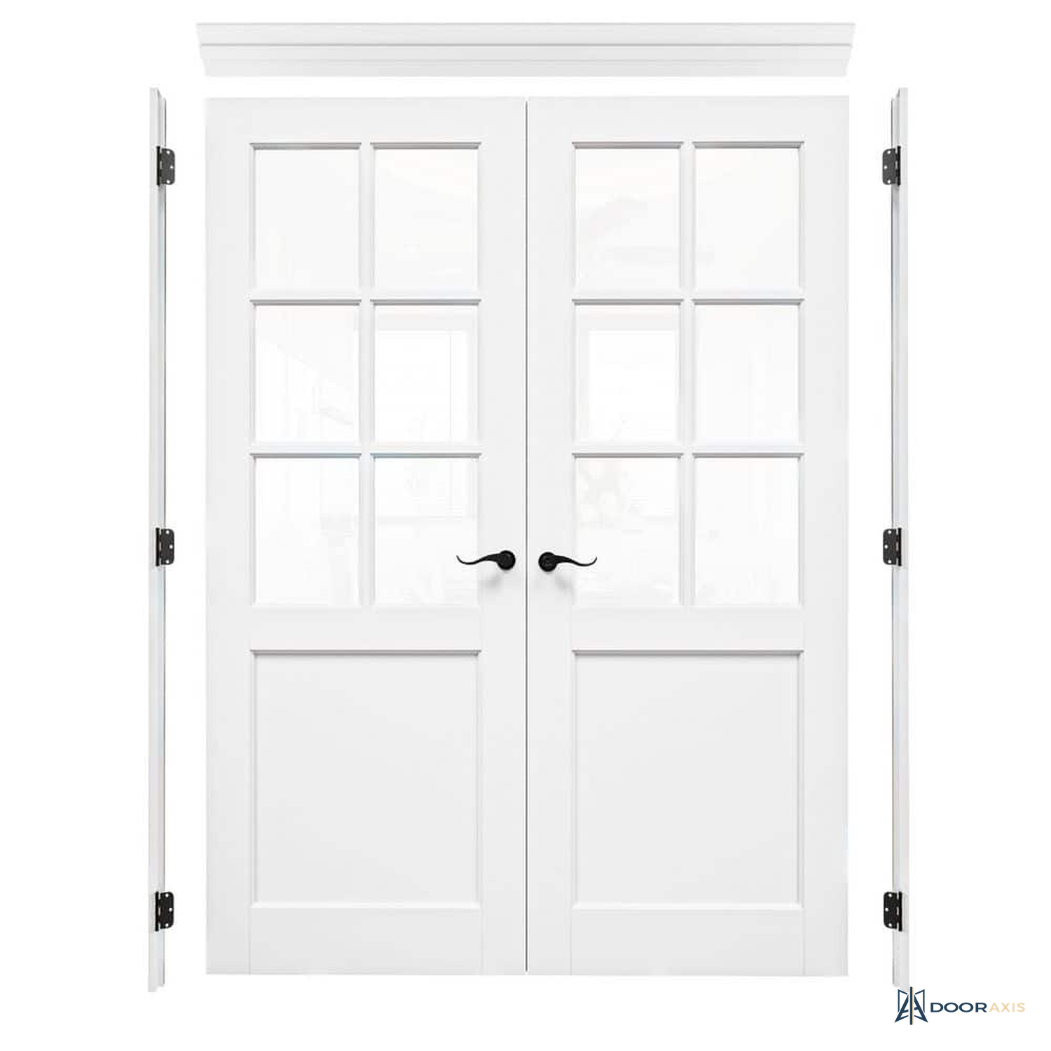 Door Axis 60 in x 80 in 15-Lite Clear Tempered Glass Solid Core Double Prehung Interior French Door - angle view