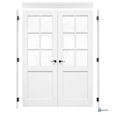 Door Axis 60 in x 80 in 15-Lite Clear Tempered Glass Solid Core Double Prehung Interior French Door - angle view