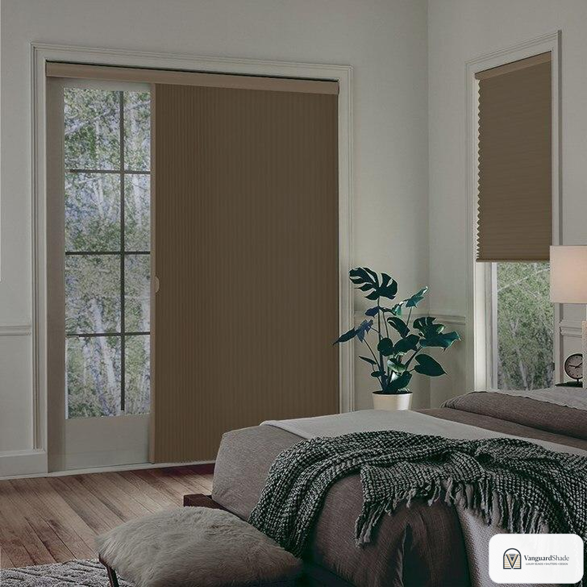 Vanguard Shade Vertical Cellular Shade, Blackout, Cordless Track, Custom Cut - alternate view