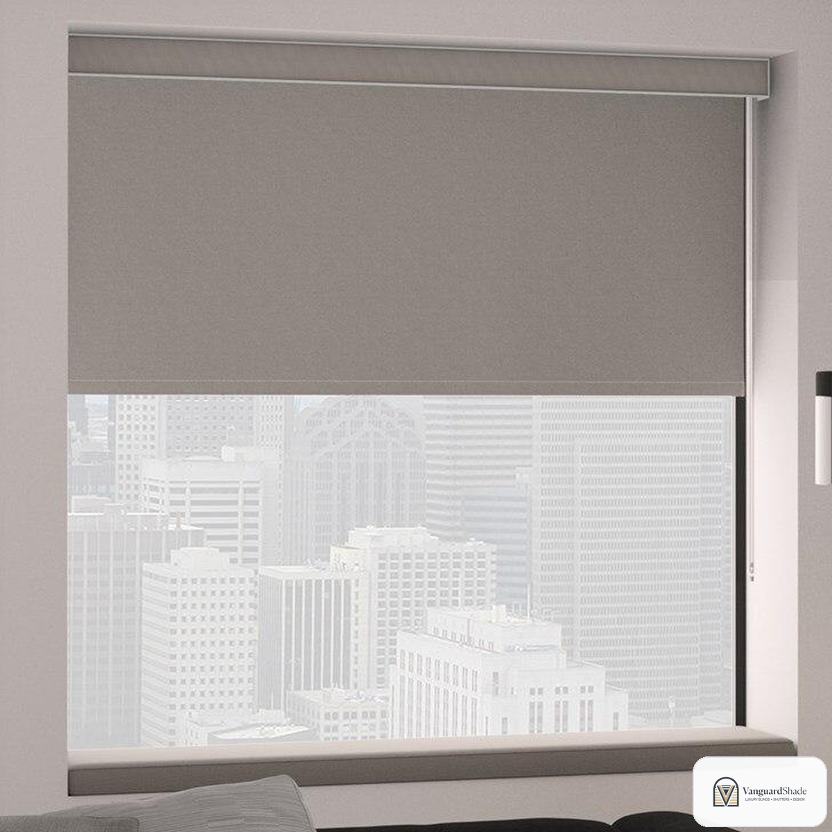 Vanguard Shade Cut to Size Vinyl Roller Shade, Room Darkening, Cordless, Stock Widths - alternate view
