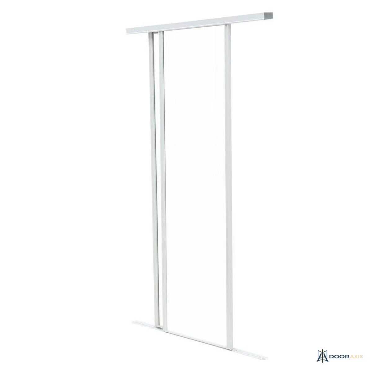 Door Axis 48 in x 80 in Framed Mirror Bypass Closet Door System, White Steel Frame - angle view