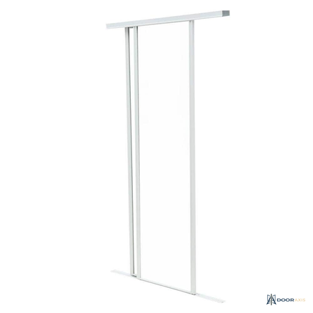Door Axis 48 in x 80 in Framed Mirror Bypass Closet Door System, White Steel Frame - angle view
