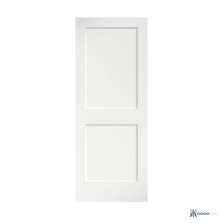 Door Axis 30 in x 80 in Shaker 2-Panel Solid Core Wood Door Slab Kit with Hinges, Privacy Knob, and Door Stop - angle view