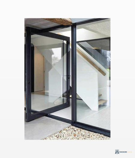 Door Axis 100 Series Aluminum Pivot Entry Door, Full Lite Glass - angle view