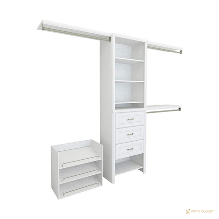 Vista Closet 60 in. to 120 in. W White Trimmed Wood Closet System Kit - alternate view