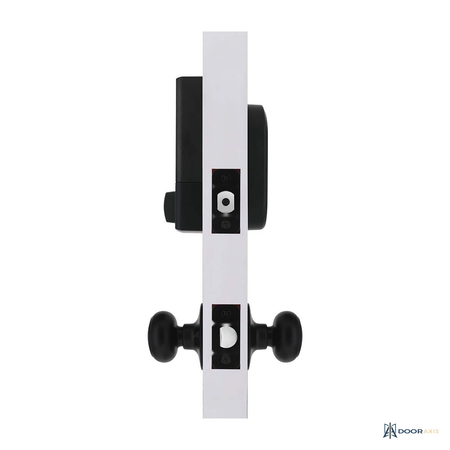 Door Axis Matte Black App-Controlled Fingerprint Deadbolt with Matching Knob - angle view