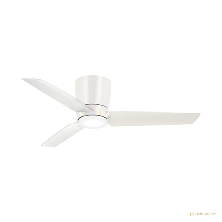 Light Archon Zephyr 48 in. Integrated LED Flush Mount Ceiling Fan with Wall Control, Flat White - angle view