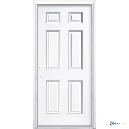Door Axis 36 in x 80 in 6-Panel Steel Prehung Front Door with Brickmold - angle view