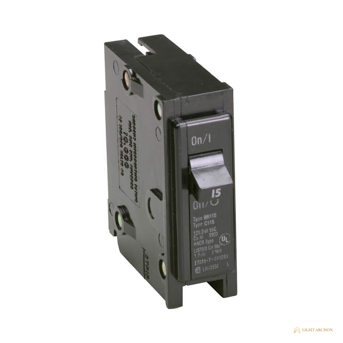 Light Archon Palisade 15A Single-Pole Circuit Breaker - angle view