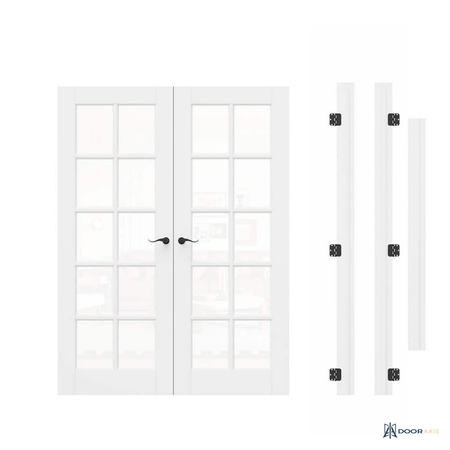 Door Axis 60 in x 80 in 10-Lite Clear Tempered Glass Solid MDF Core Double Prehung Interior French Door - angle view