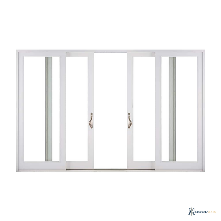 Door Axis 108 in x 80 in White Fiberglass Multi-Panel Stacking Sliding Patio Door, Low-E Argon Glass - angle view