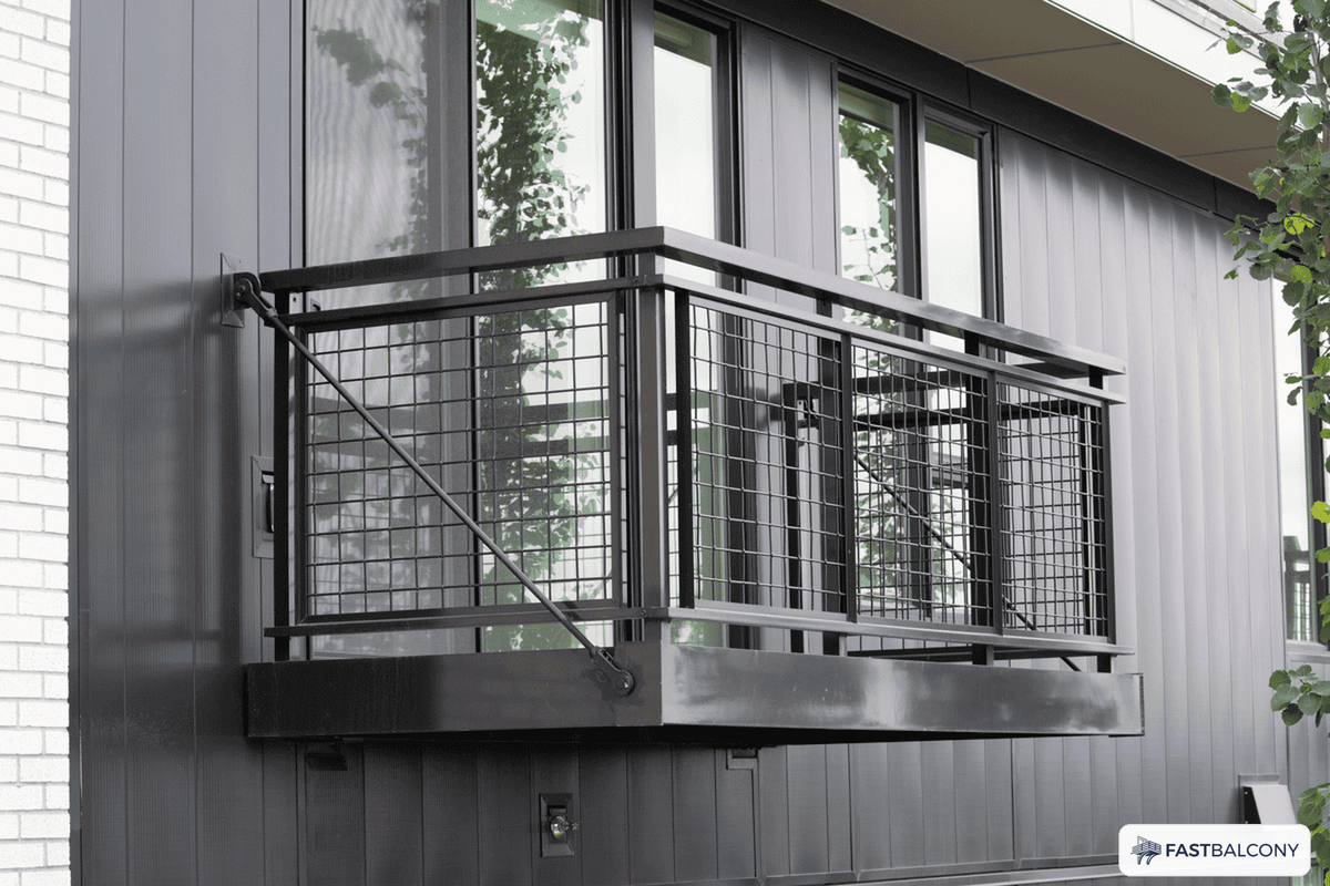 Fast Balcony Perforated Mesh Railing Bolt-On Aluminum Balcony System - angle view