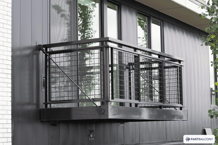 Fast Balcony Perforated Mesh Railing Bolt-On Aluminum Balcony System - angle view