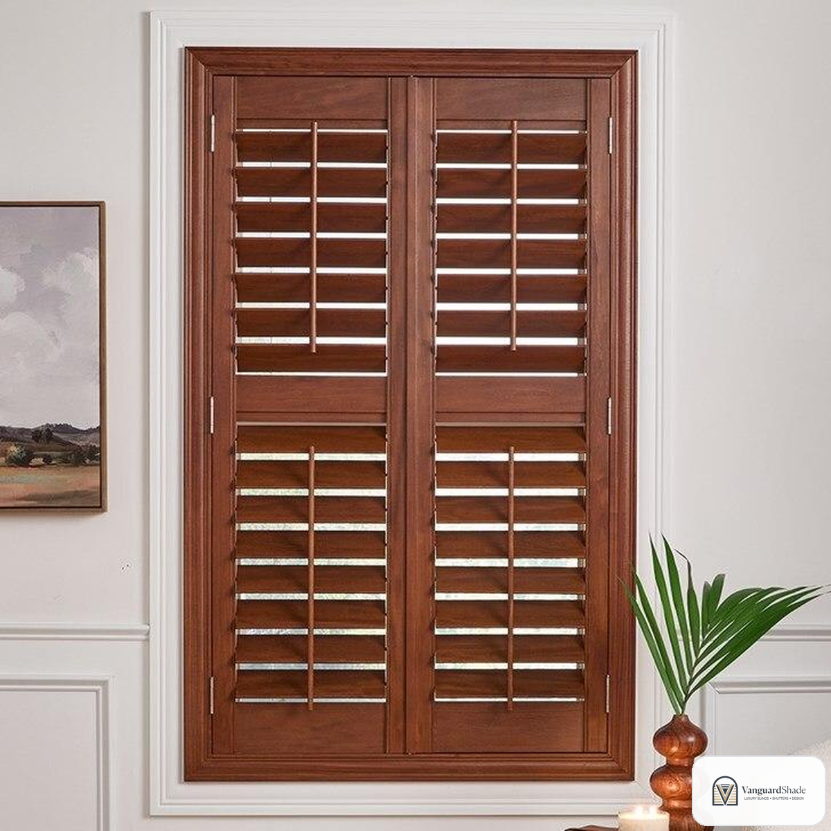 Vanguard Shade 3.5 in. Louver Wood Plantation Shutter, Custom Size - alternate view