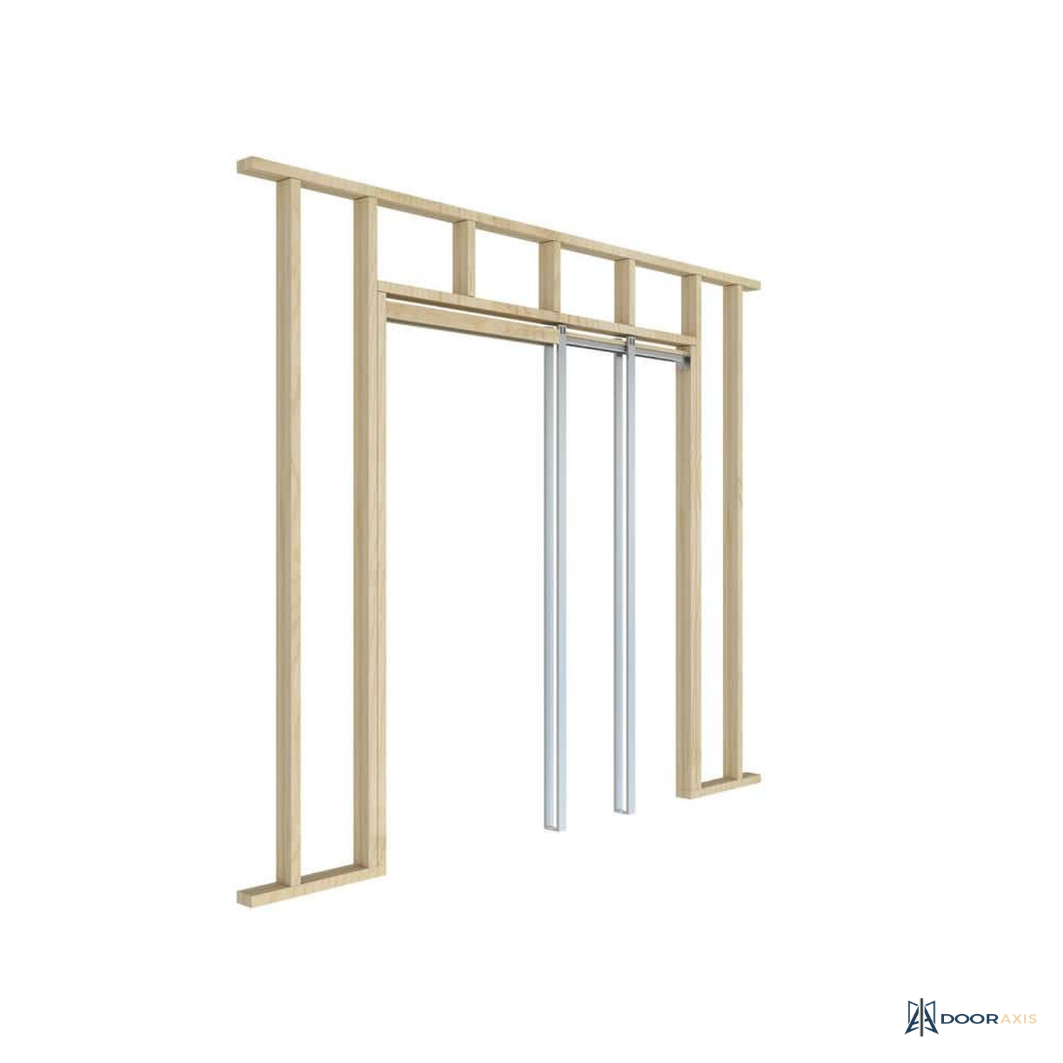 Door Axis Soft Close Aluminum Track Pocket Door Frame Kit, 24 to 36 in Doors up to 84 in - angle view