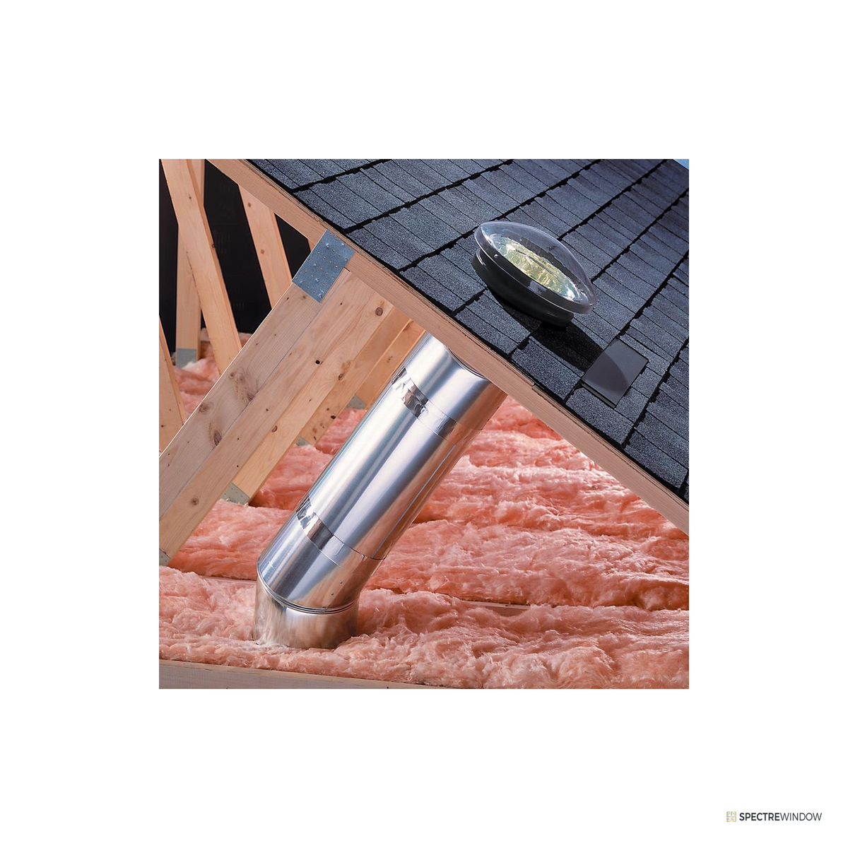 Spectre Window 10 in. x 48 in. Rigid Tubular Skylight with Acrylic Dome and Integrated Flashing - alternate view
