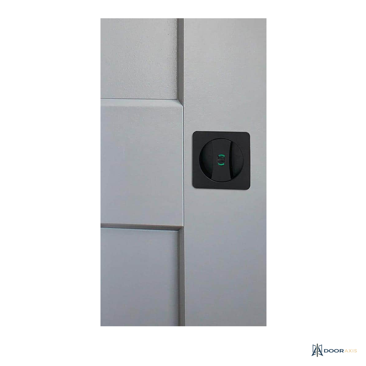 Door Axis Square Passage Pocket Door Lock, Matte Black - angle view