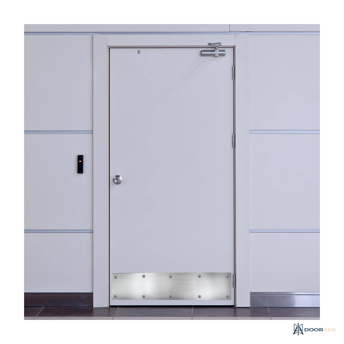 Door Axis 10 in x 34 in Aluminum Commercial Kick Plate - angle view