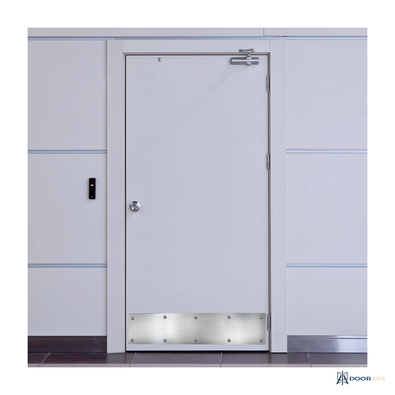 Door Axis 10 in x 34 in Aluminum Commercial Kick Plate - angle view