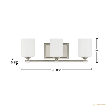 Light Archon Vesper 20.88 in. 3-Light Vanity Light with Frosted Opal Shades - angle view