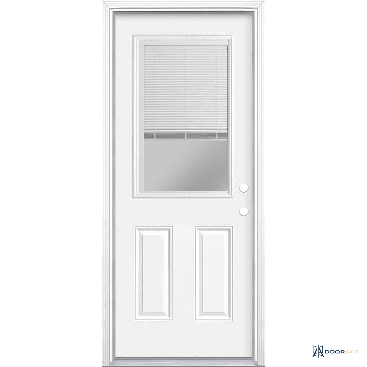 Door Axis 32 in x 80 in Half Lite Internal Blinds Steel Prehung Front Door with Brickmold - angle view