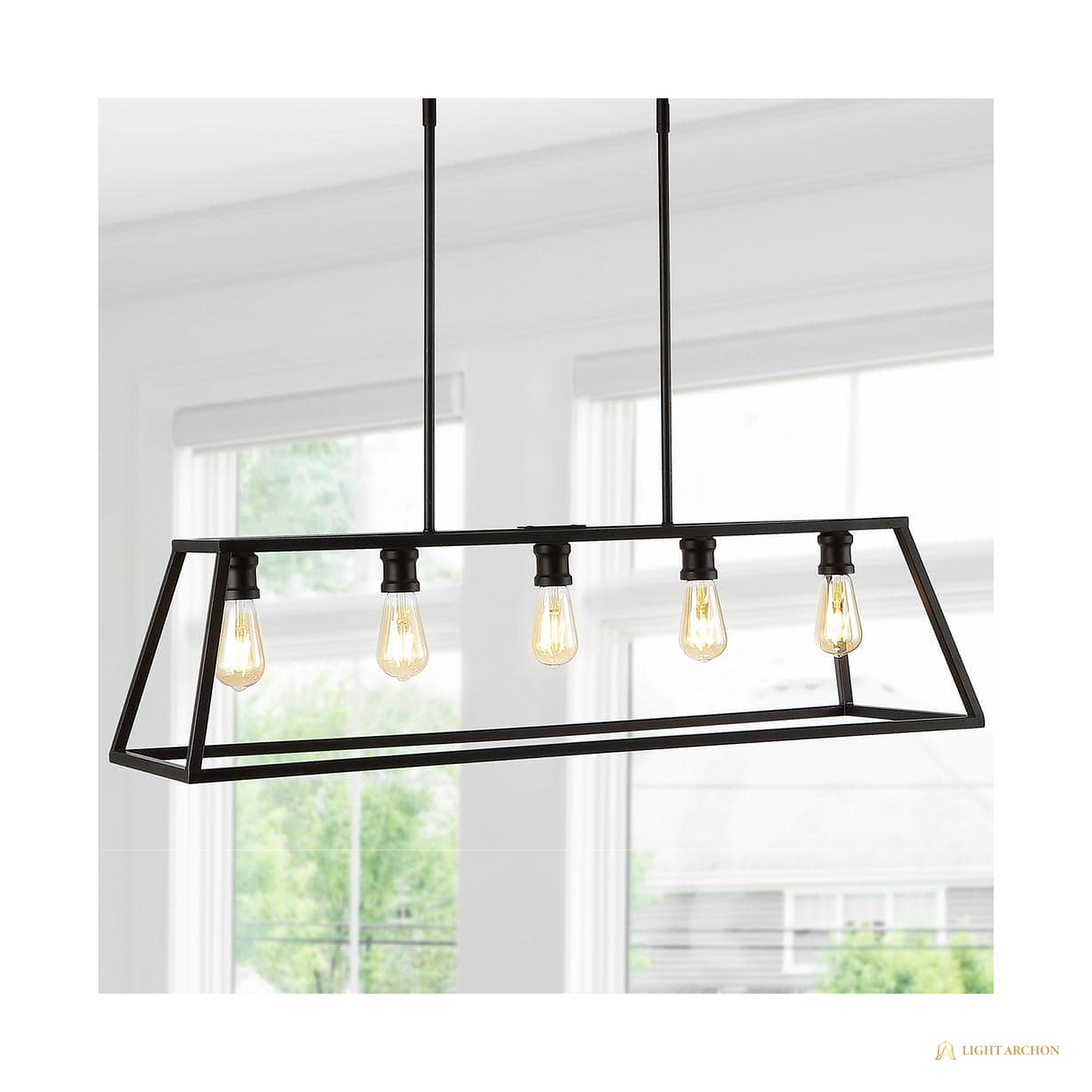 Light Archon Lintel 38 in. 5-Light Oil-Rubbed Bronze Linear Lantern Pendant - angle view